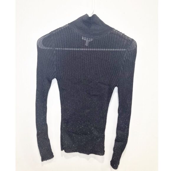 & other stories ribbed shimmer mock neck sweater black - Picture 1 of 3